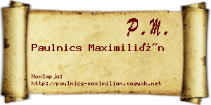 Paulnics Maximilián névjegykártya